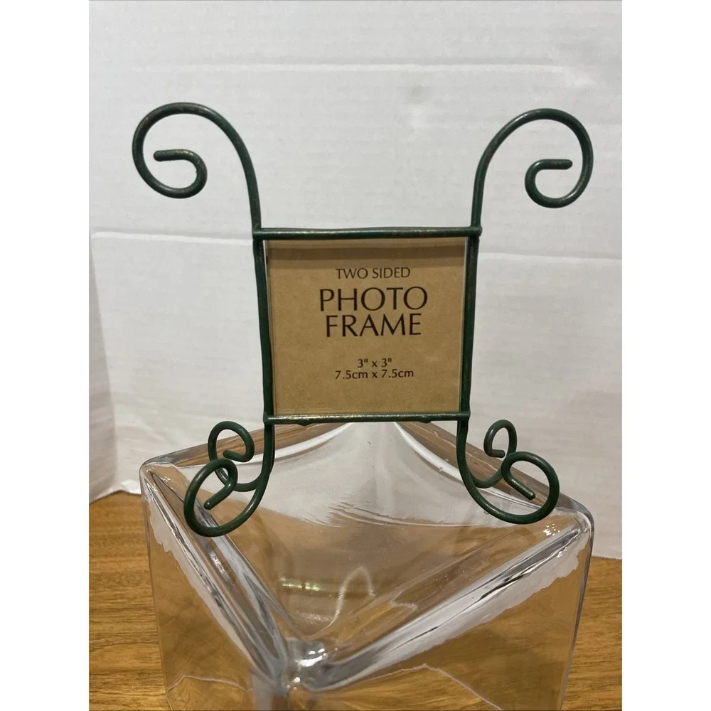 Green Gold Tone Art Deco Picture Frame Metal Two-Sided 3